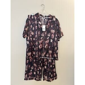 Jason Wu Satin Pajama Set - Black and Pink Pattern